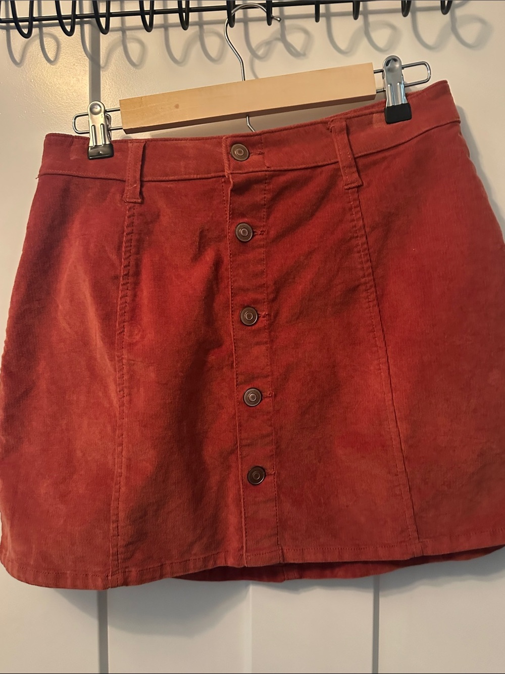 Fashion Nova Button-Front Corduroy Mini Skirt - Rust